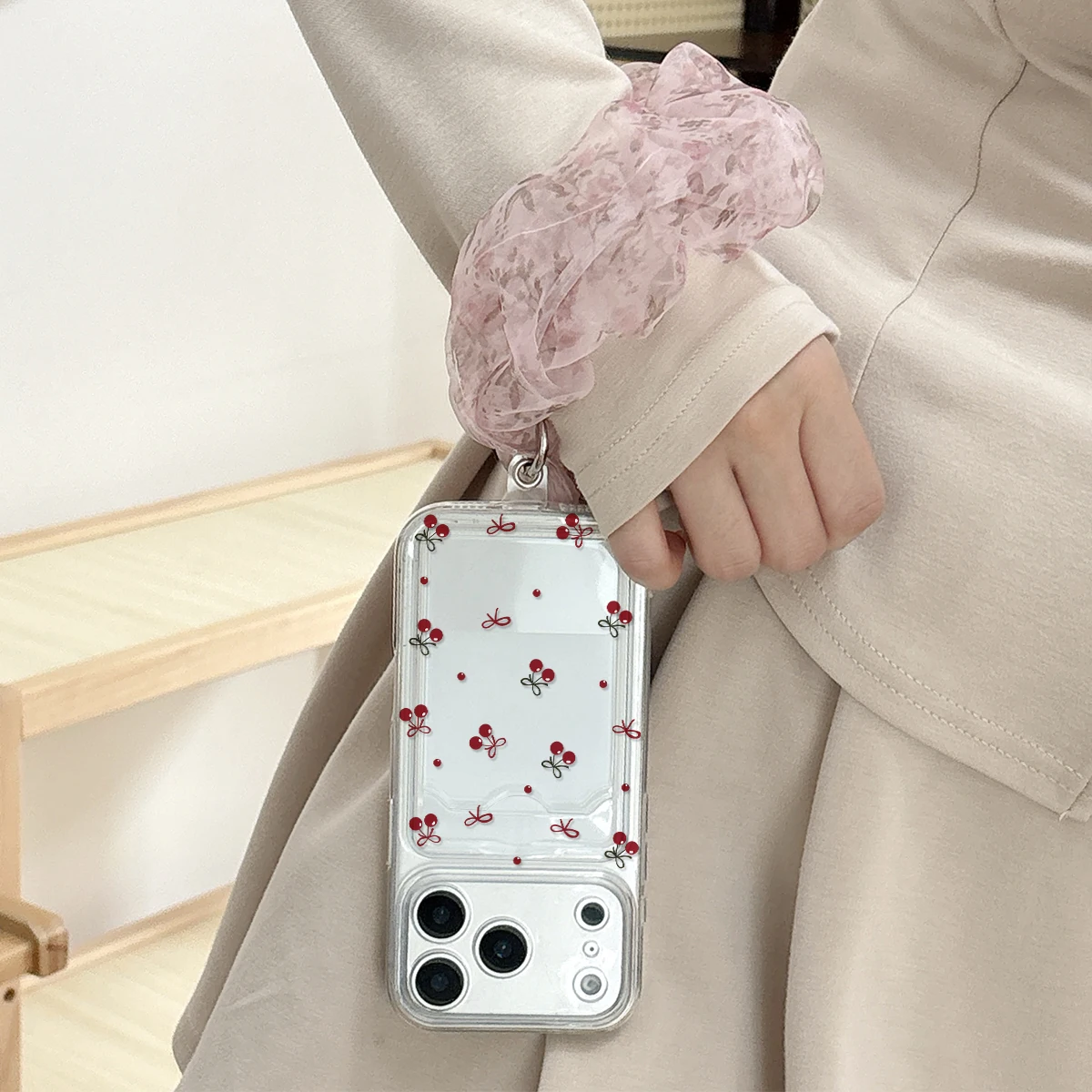 Cherry Bow Clear Card Holder P - Quirky Phone Accessories ulasan dan harga