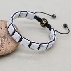 White Turquoise Stone Hematite Buddha Mantra Beads Handmade Braided Bracelets Yoga Healing Lucky Charm Bangles Couples Jewelry