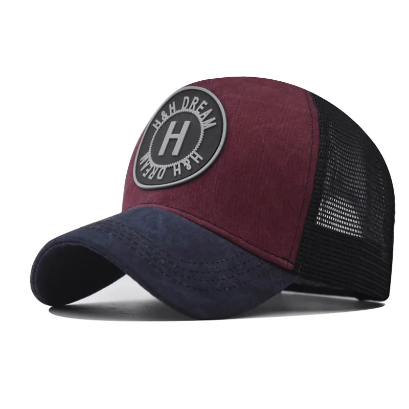 

New H Embroidered Washed Vintage Trucker Hat Classic Breathable Mesh Outdoor Baseball Cap