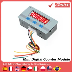 Mini LED Digital Counter Module DC/AC5V~24V Electronic Totalizer with NPN and PNP Signal Interface 1~999999 Times Counting Range