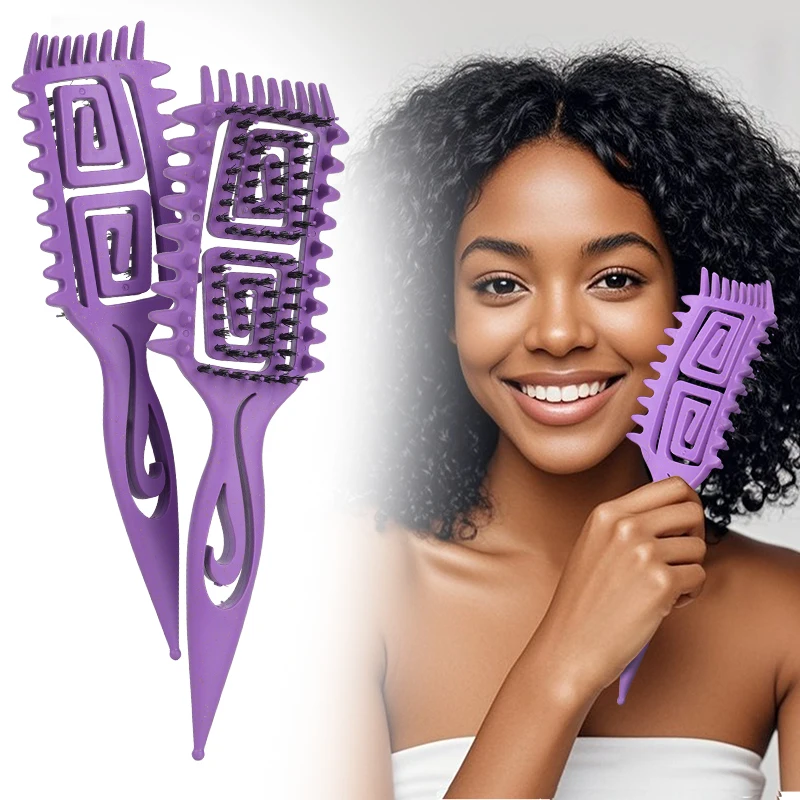 وفك تشابك تحديد فرشاة شعر مجوفة مبللة مجعد الشعر مشط تشكيل تجعيد الشعر الحلاق تصفيف الشعر أداة للشعر المتشابك