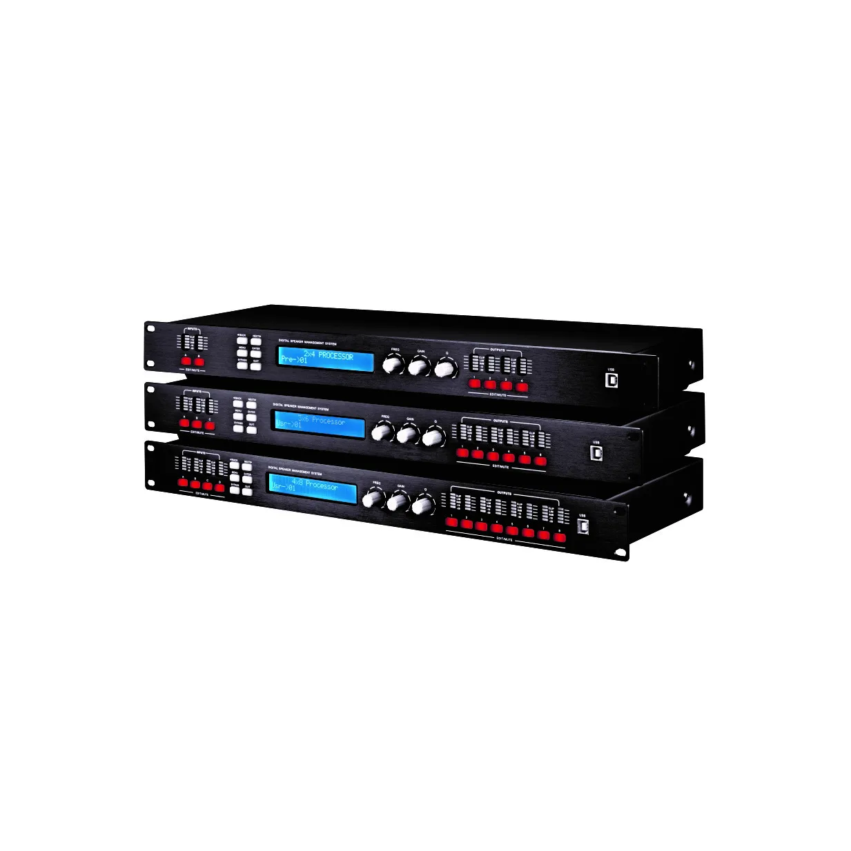 High Quality 3 in 6 out Switching Power Supply 1000ms delay 32bit Floating-Point Digital Audio Equipment signal sound processor