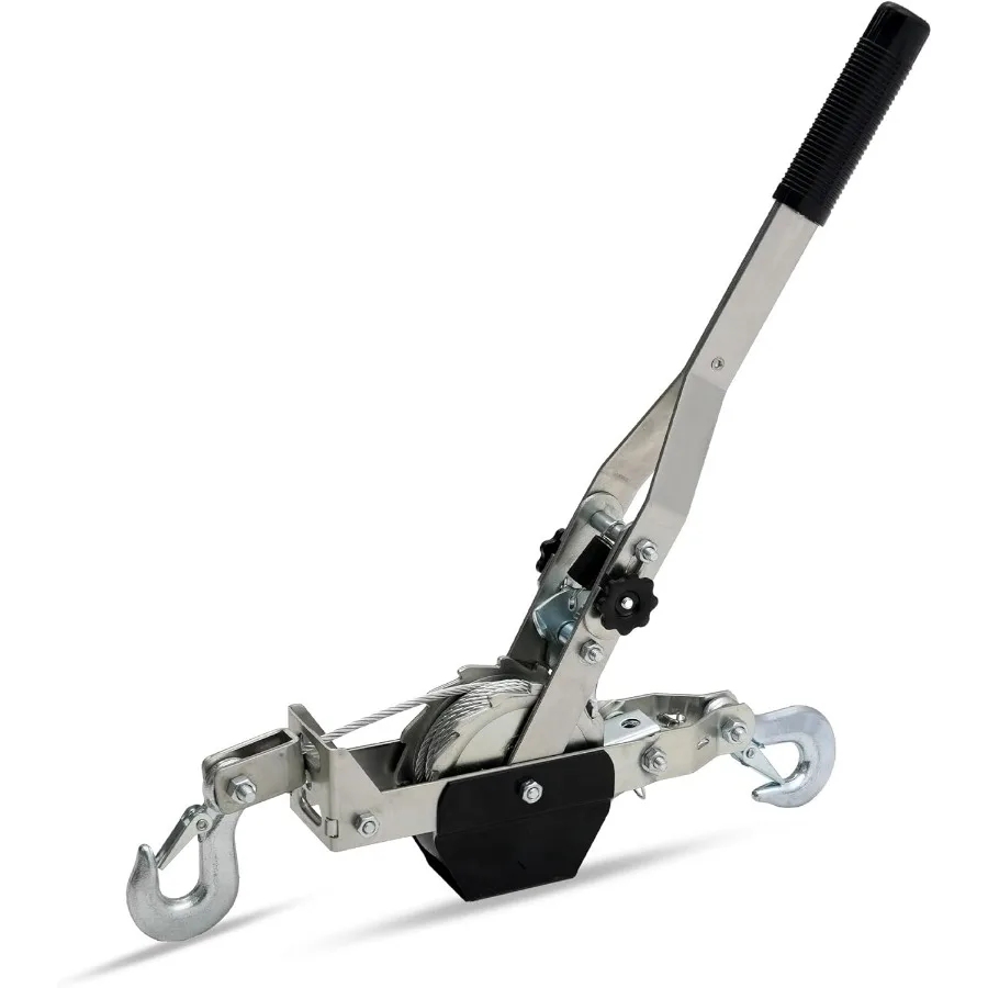 

Come Along Winch, 1500 lbs Pull Capacity, 15 ft Steel Cable Hand Winch with 2 Hooks, Heavy Duty Dual Ratchet Cable Winch Puller,