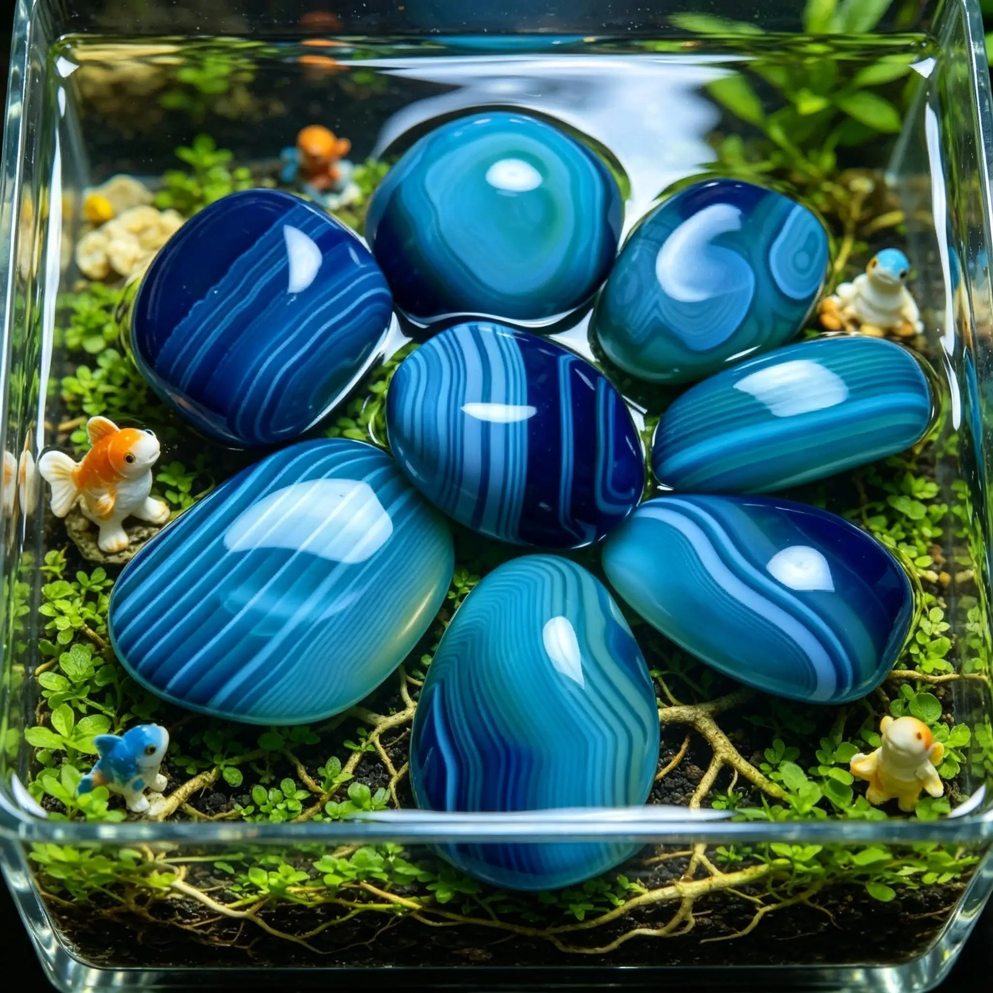 Natural Smooth Silk Agate Geode Pebbles Crystal Specimen, Aquarium Ornament Potted Plant Layout Bonsai DIY Craft Landscape Decor