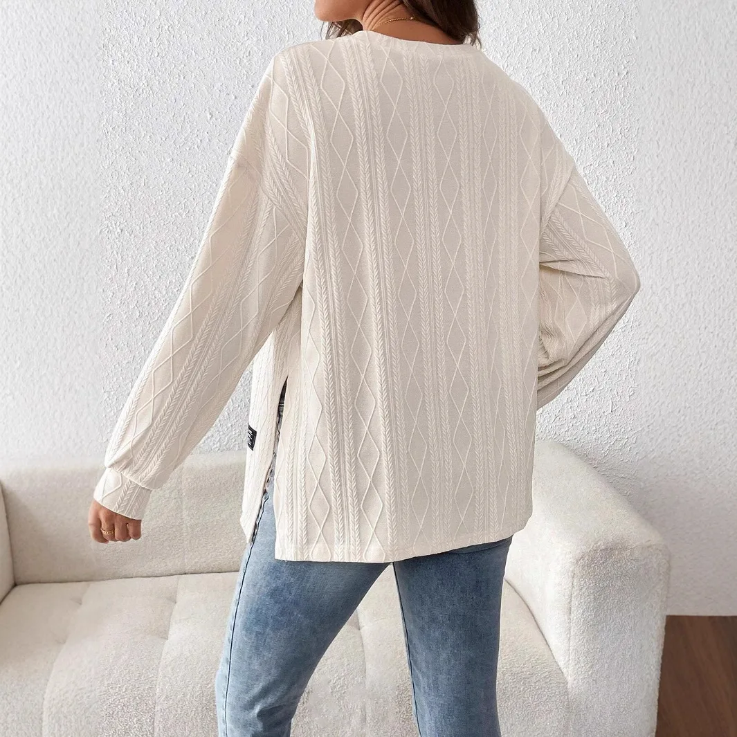 Pregnant Women Clothing Tees Maternity Clothes Pregnant Women Wear Round Neck Long Sleeve Monochrome Daily Leisure T-shirt