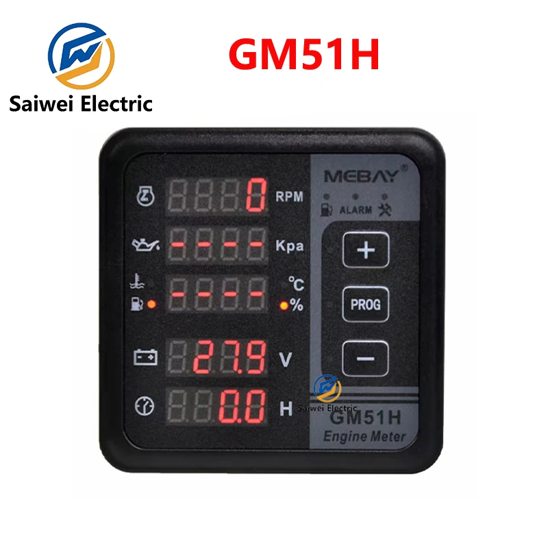 

MEBAY GM51H Diesel Engine Multi Function Digital Meter Panel Monitoring Battery Voltage Hours Fuel level Genset Parts