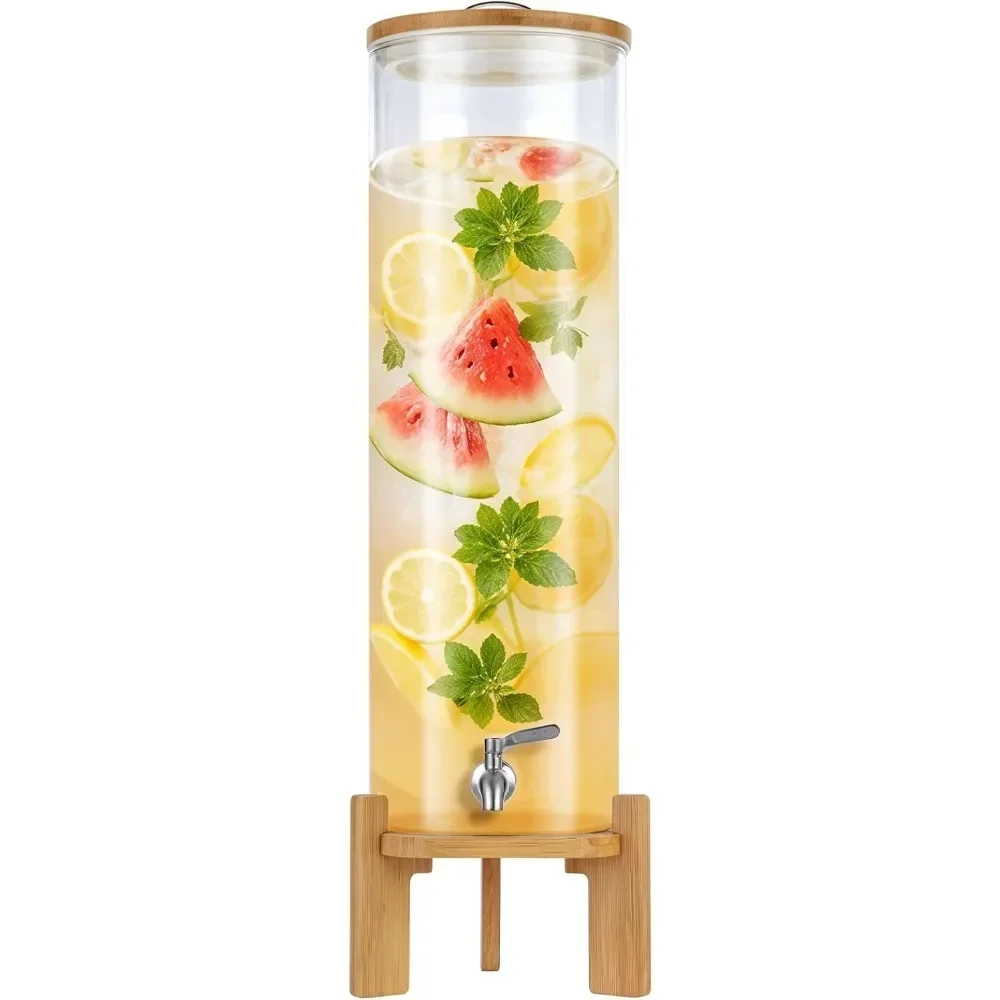 

Диспенсер для напитков, стеклянный диспенсер для напитков объемом 4,1 галлона с подставкой, стеклянный диспенсер для воды с краном, большие диспенсеры для напитков для вечеринок