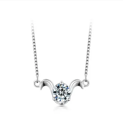

18K gold inlaid diamond pendant, one carat moissanite personalized fashion twelve zodiac necklace, women's collarbone chain gift