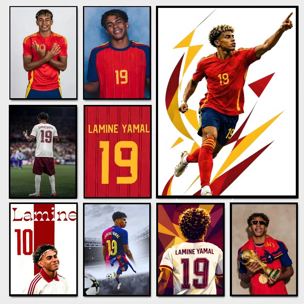 Lamine Yamal Athlete Football Portrait Poster Moisture-proof Self-adhesive Decor Living Room Bedroom Party Bar Fade-resistant