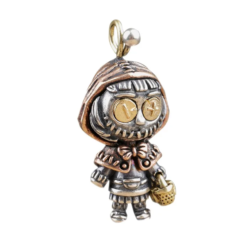 BOCAI New Real S925 Silver Jewelry Retro Trend Witch Doll Little Red Riding Hood Pendant For Men and Women