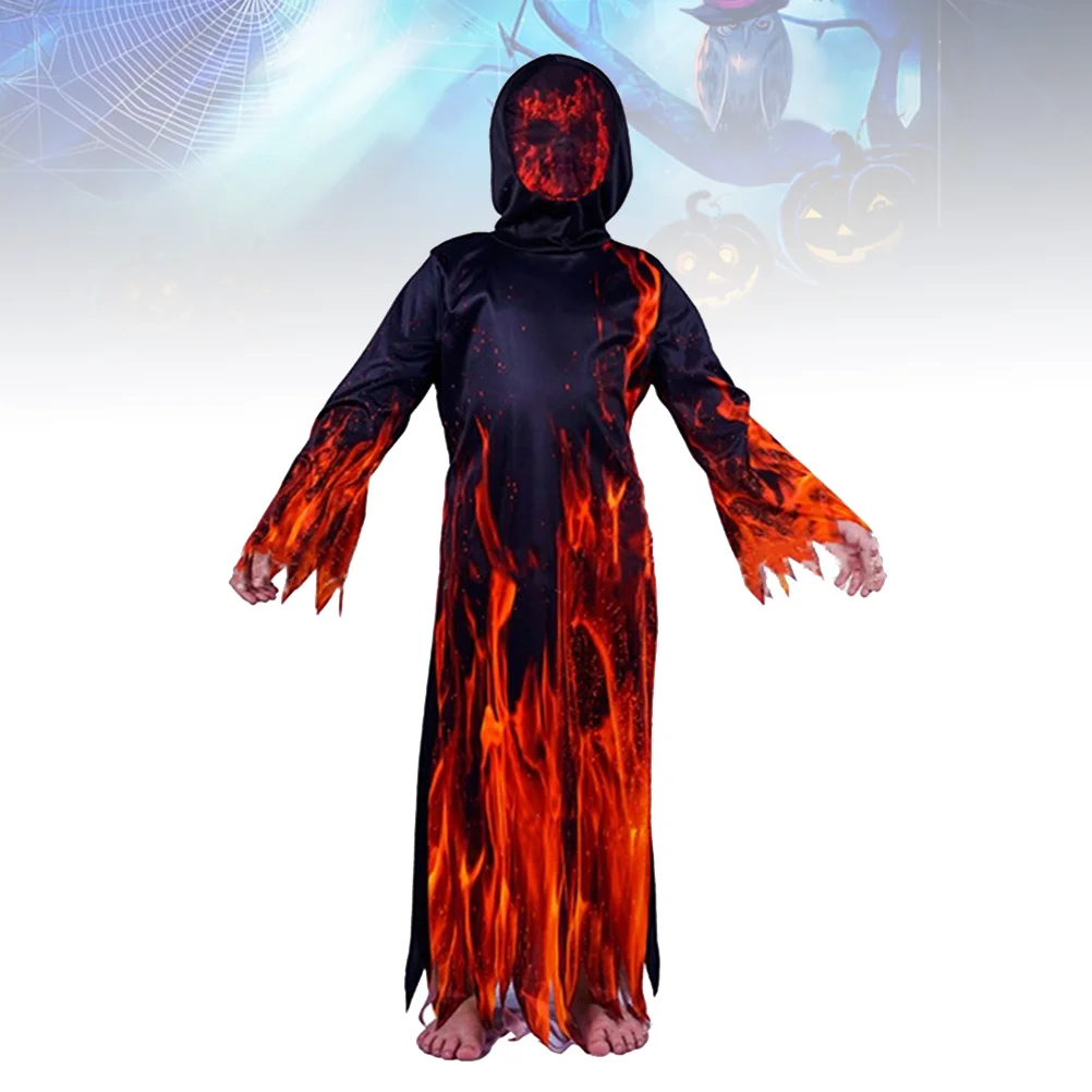 Roupa Halloween Cape para crianças, Little Boy Flames, acessório de vestir para performance