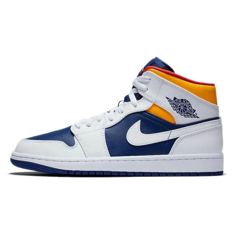 Nike Jordan 1 Mid Royal Blue Laser Orange Sneakers shoes 554724-131