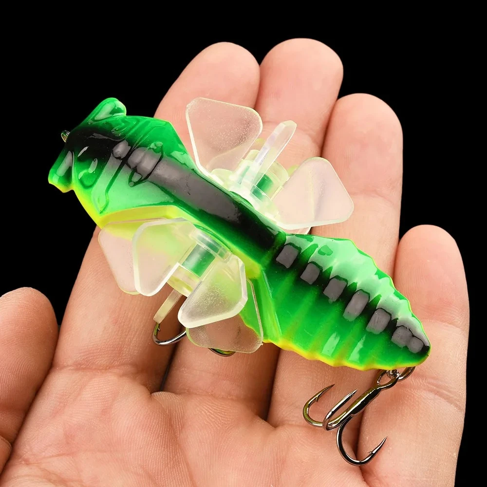 

7.5cm 14g Topwater Cicada Lure with Spinning Propellers, Hard Plastic Minnow Bait for Surface Fishing