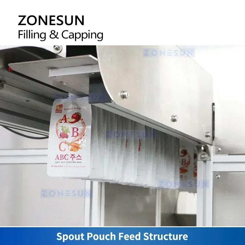 ZONESUN 自動スパウトパウチ充填・キャッピング機 スタンドアップパウチ ドイパック ノズルバッグ包装 磁気ポンプ ZS-ASP2