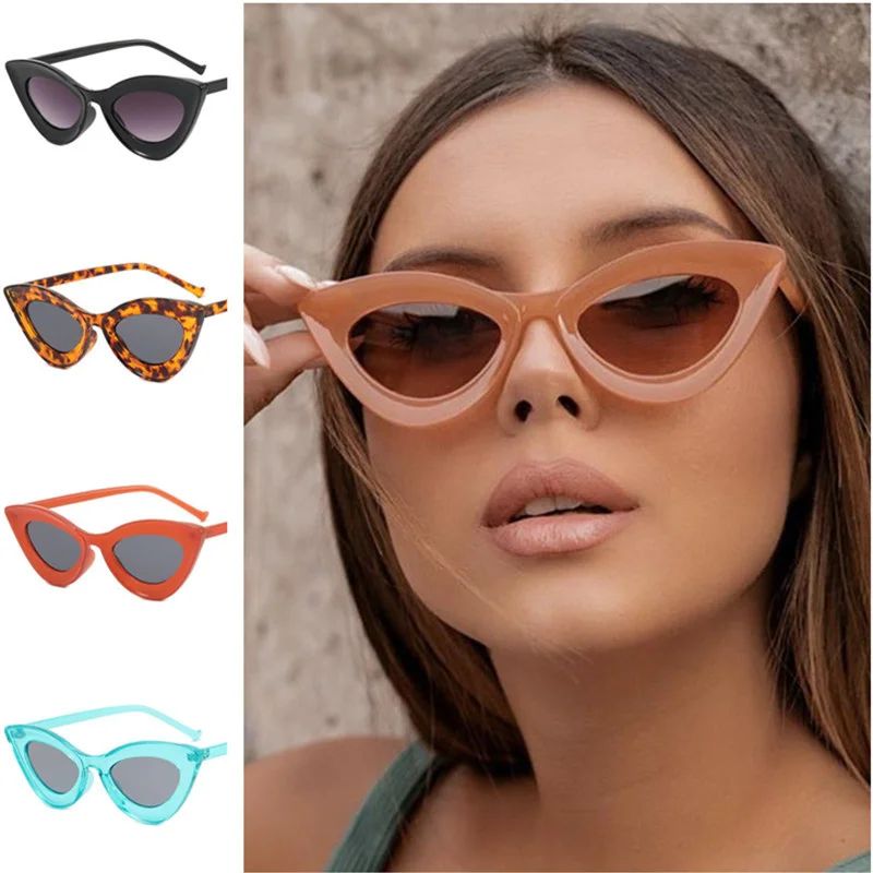 

Fashion Unisex Concave Sunglasses Retro Sun Glasses Anti-UV Spectacles Cat Eye Eyeglasses Personality Jelly Color Google