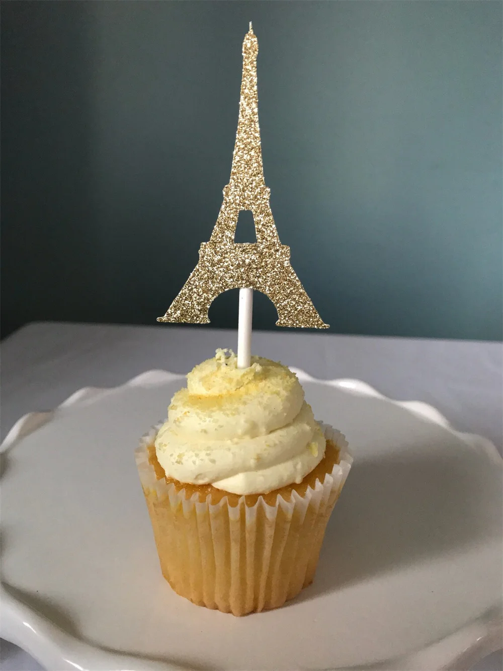 24pcs Paris Theme Cupcake Topper, Eiffel Tower Cupcakes, Bridal Shower Cupcake Toppers, Wedding Cupcake, Parisian Cupcakes, Gold