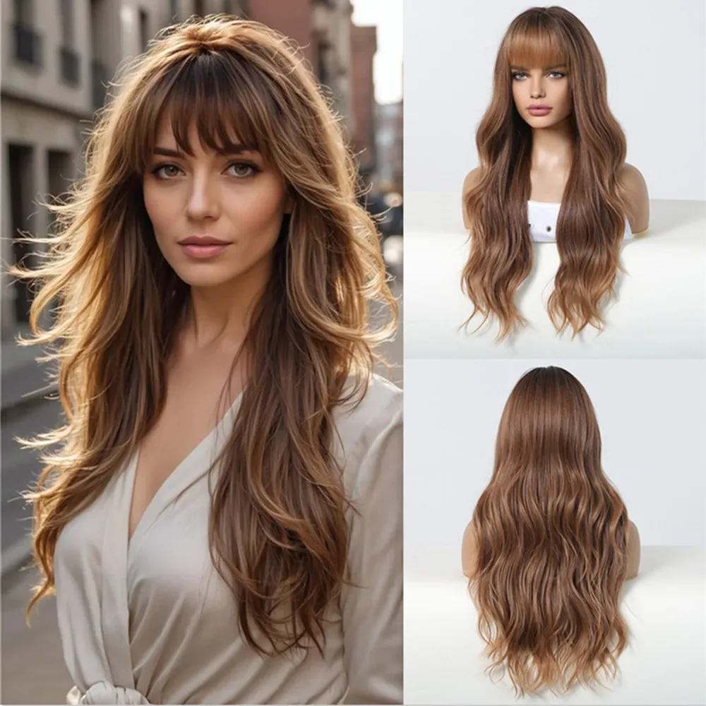 

Парик женский синтетический с челкой, с эффектом омбре