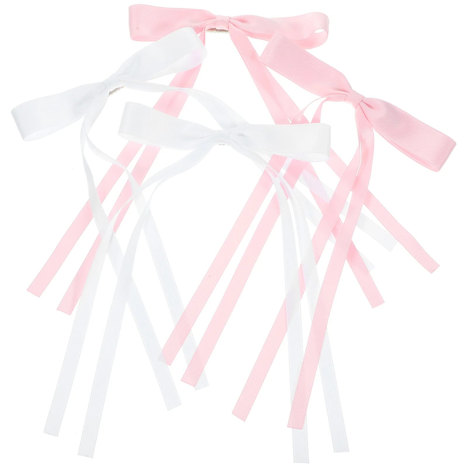 

4pcs Bow Hair Clips Double Layer Ribbon Butterfly for Girls Women Pink White Silver Metal Bows Hair Accessories Reusable
