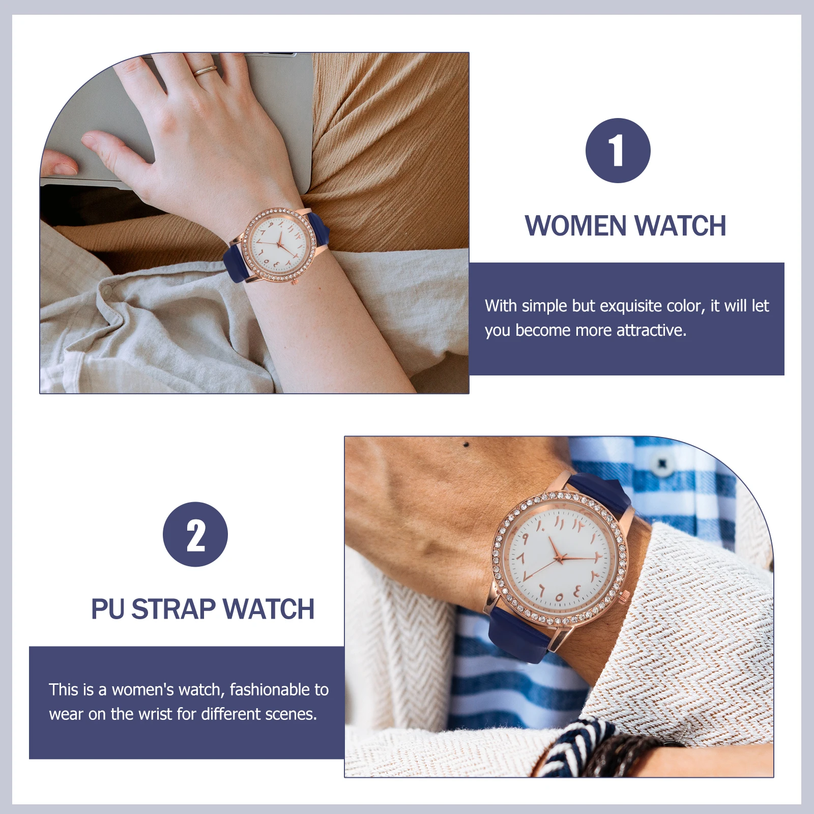

Delicate Women Watch Lightweight Adjustable Strap PU Material Quartz Wristwatch Stylish Gift Decorative Timepiece