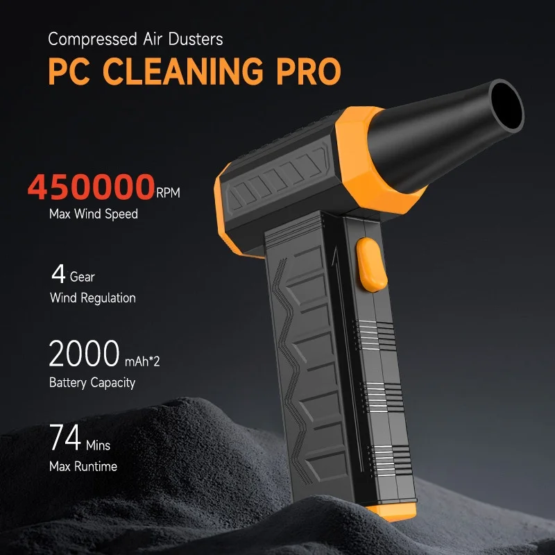 

Mini Violent Fan 450000RPM Electric Air Duster With 2 Nozzles Super Turbo Jet Fan Powerful Air Blower Car Keyboard Cleaning Tool