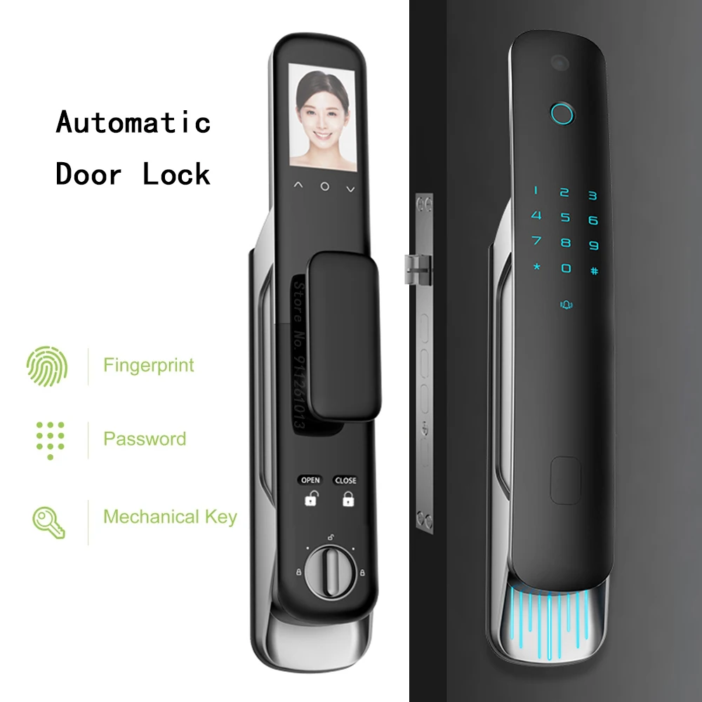 Electronic Smart Peephole Door Lock With Biometric Fingerprint / Smart Card / Password / Key Unlock/ USB Emergency Charge