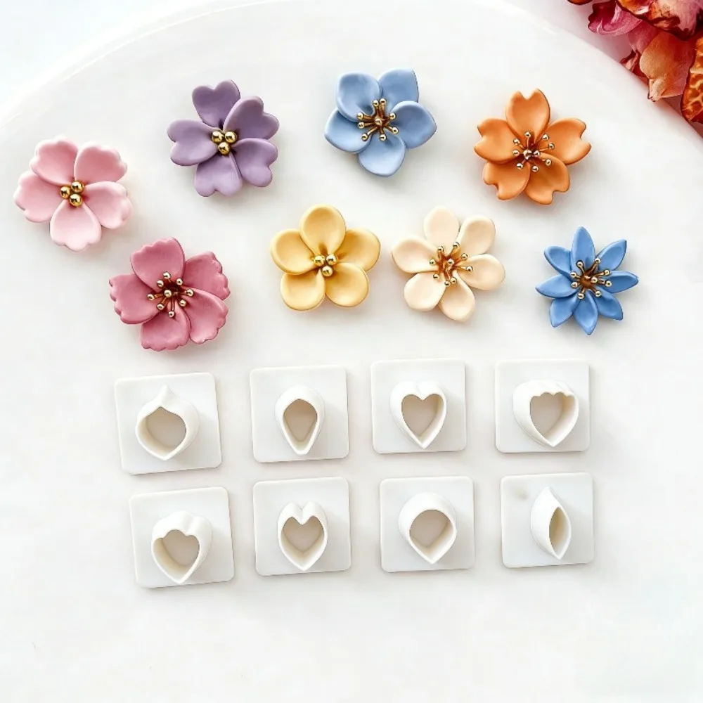 8Pcs Mini Flower Leaf Polymer Clay Cutters PLA Molds for DIY Jewelry Earrings Making Stamping Embossing Craft Cutting Tools