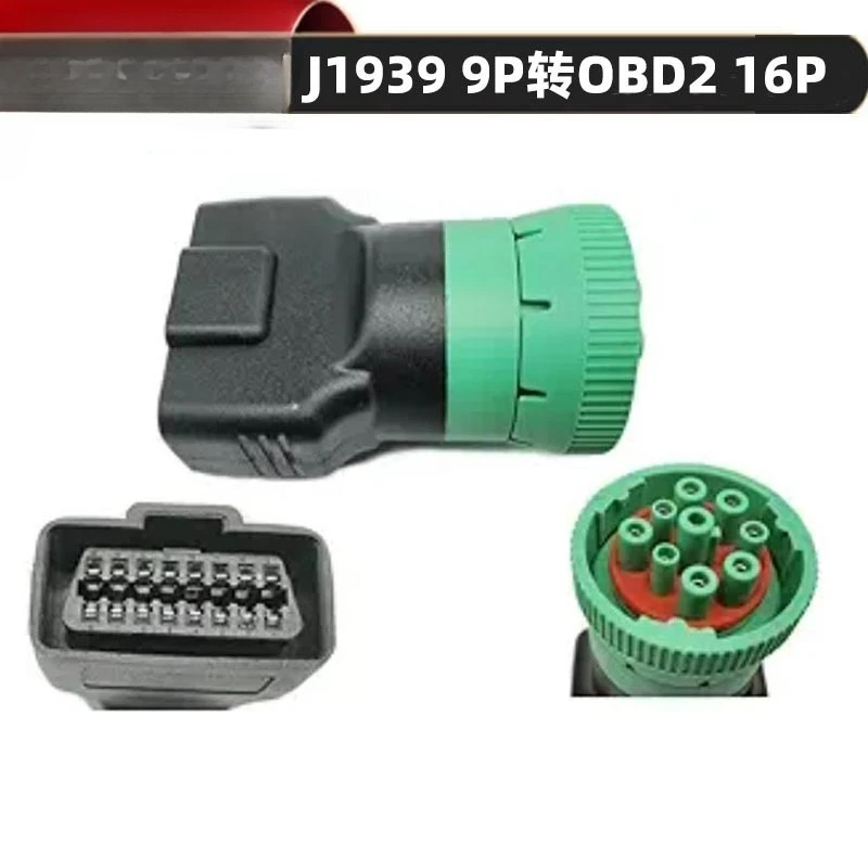 J1939 Deutsch 9 Pin Male To OBD2 16Pin Female Adapter Heavy Duty Truck Diagnostic Connector for  Cummins Vehicles