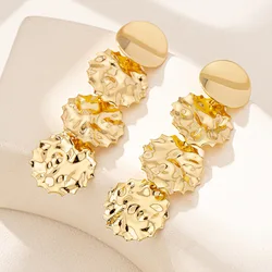 Long Tassel Temperament Metal Geometry Disc Irregular Texture Earrings For Women Holiday Party Gift Fashion Jewelry DE092