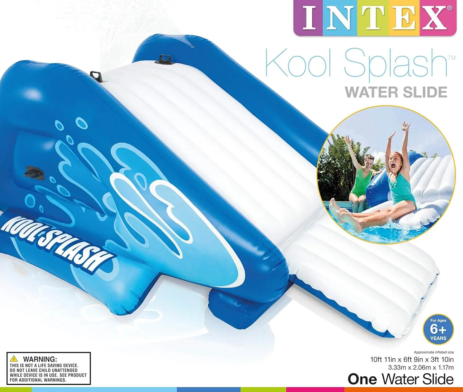 58849EP Kool Splash winylowa dmuchana zjeżdżalnia basenowa z wbudowanymi opryskiwaczami dla dzieci i dorośli w wieku 6 lat i