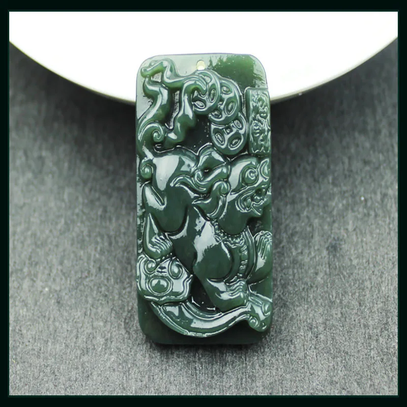 

However Xinjiang Hetian Jade Brave Pendant Green fort men and women models Jewelry P0046