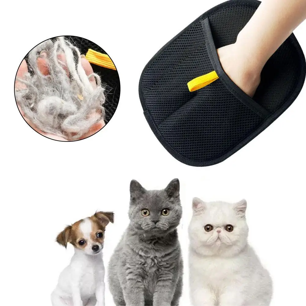 Pet Grooming Gloves Static Dedusting Brush Pet Hair Carpet Gloves Hair Cat Brush Remover Dog Double-Sided Grooming Removing F8U1