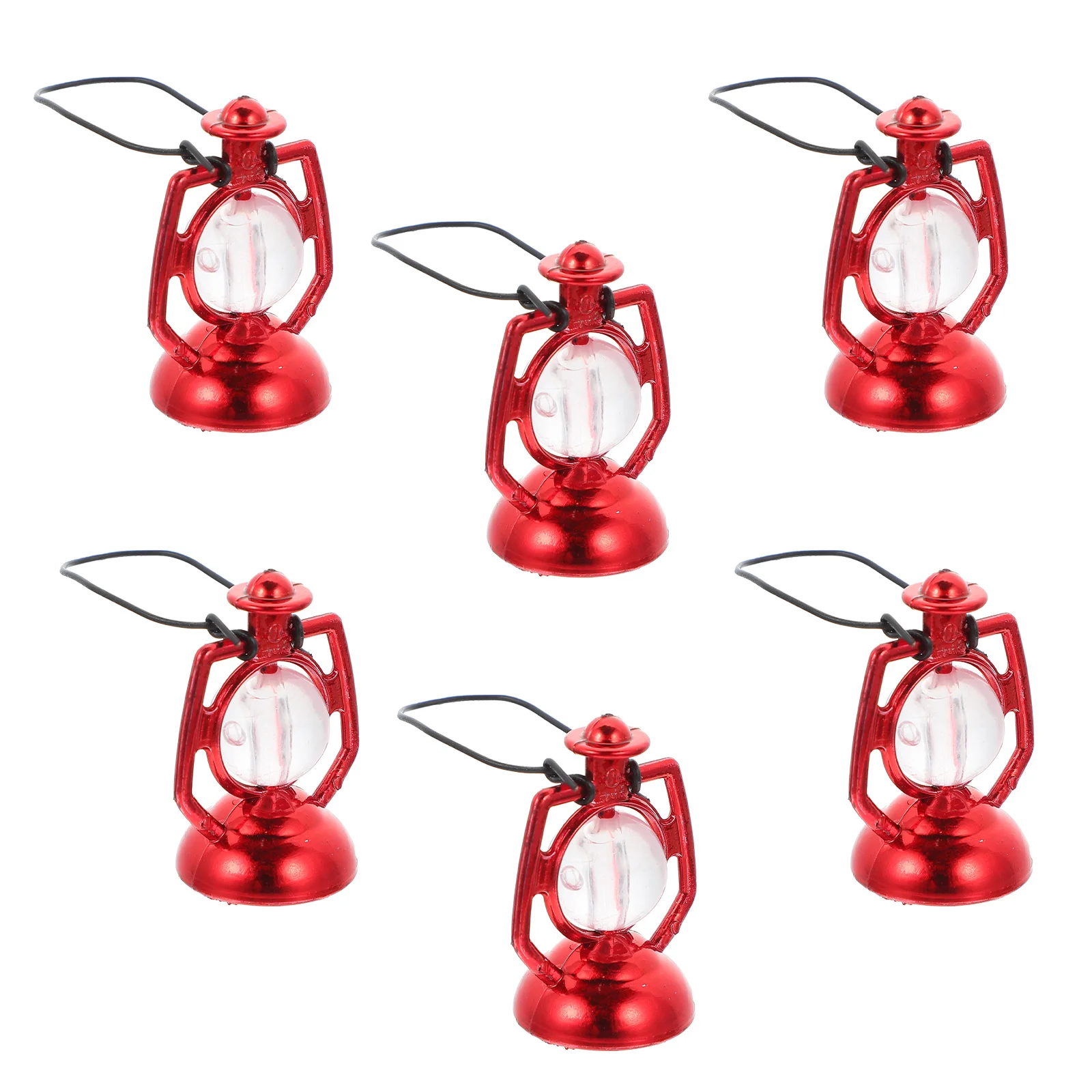 6 Pcs Miniature Stuff House Kerosene Lamp outside Toys Accessories Decorate Red