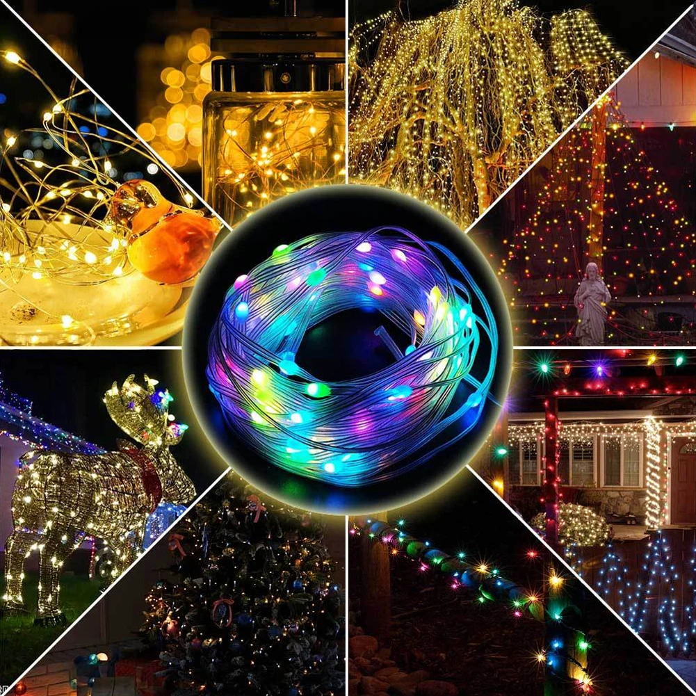 Guirxiété lumineuse LED Bluetooth RGBIC adressable, lumières dégradées, répliques de couleurs, guirxiété décorative, fête de Noël, vacances, mariage