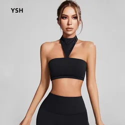 YUSHUHUA Hanging Neck Design reggiseno sportivo donna palestra Fitness Top bella schiena Yoga reggiseno allenamento allenamento biancheria intima imbottita