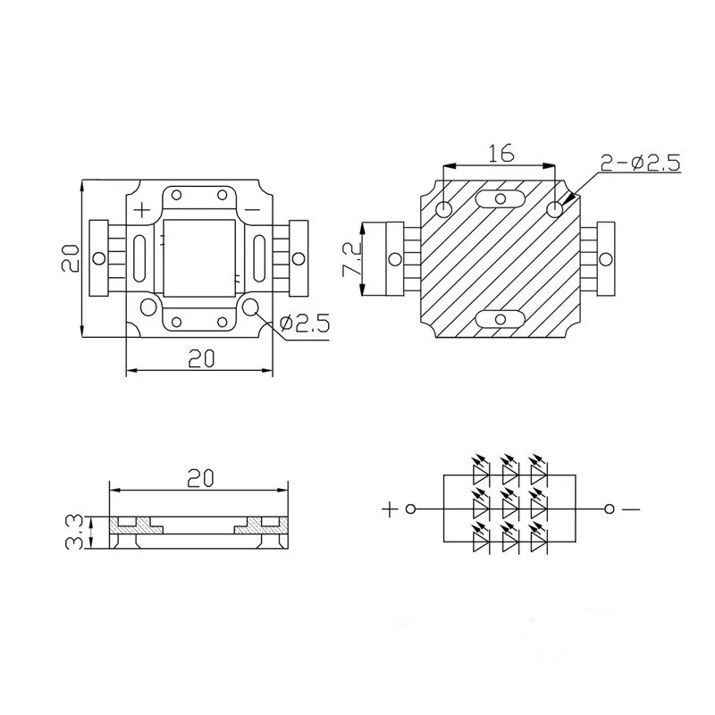 10W RED IR Light 850nm High power chip Monitor sensing identify 1050mA 4.5-5.5V 1300-1800MW 32*32mil EPILEDS Chip