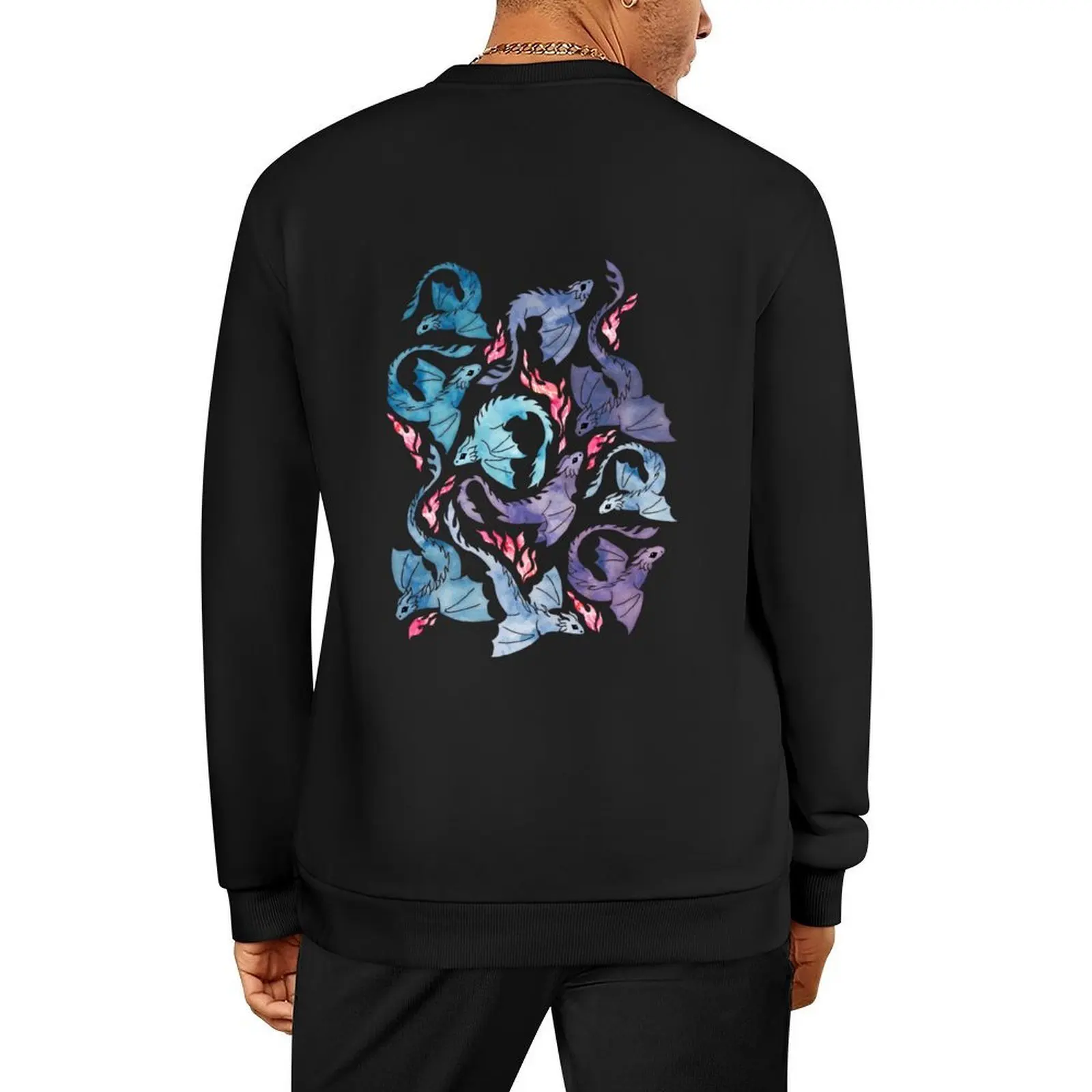 

Dragon fire dark turquoise and purple Pullover autumn clothes men's clothing tracksuit men new in sweatshirts