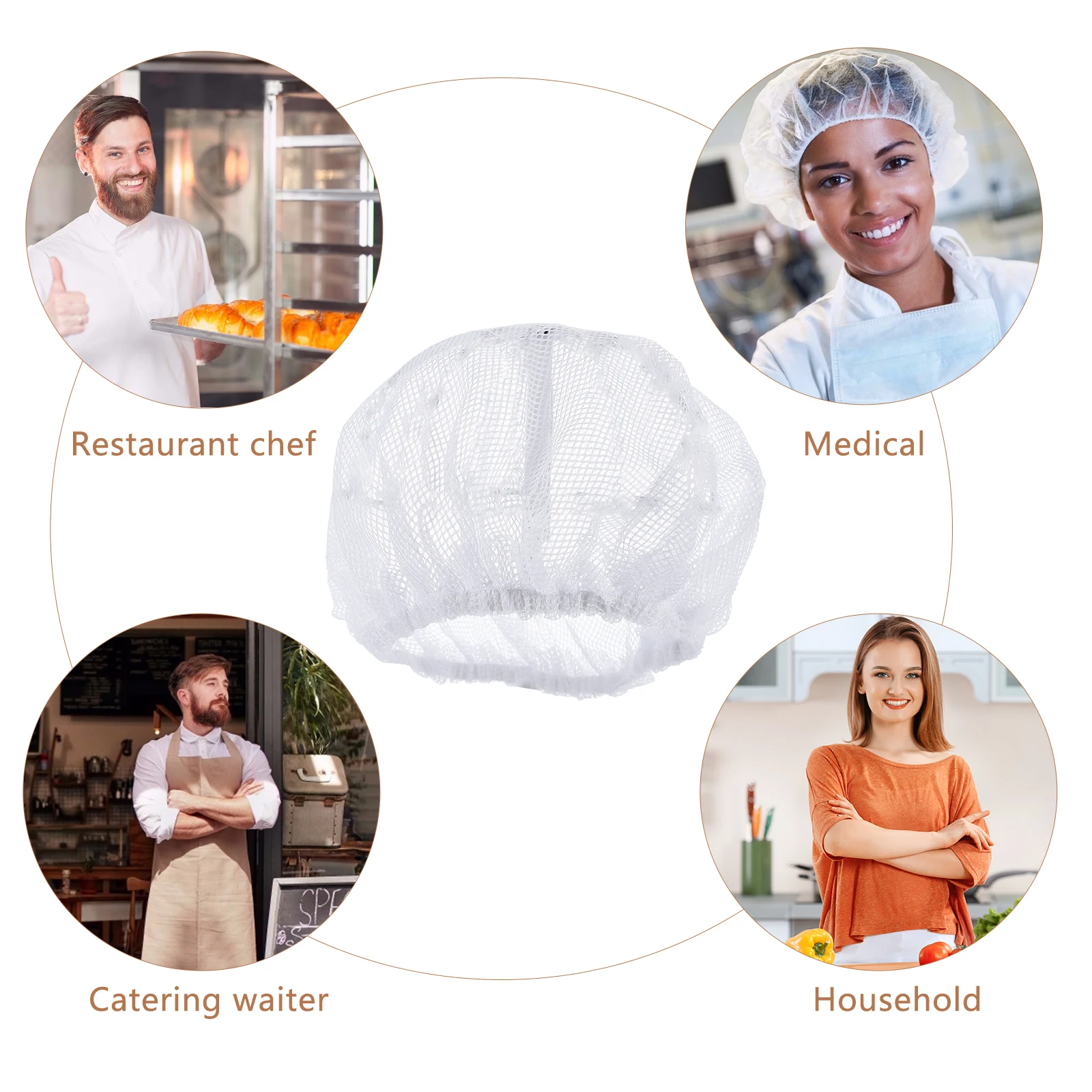 

6pcs Adjustable Elastic Chef Hat Work Hair Cap Reusable Breathable Mesh For Restaurant Hotel Kitchen Worker Food Service