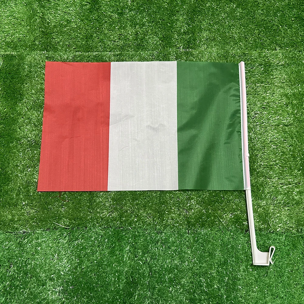 (SKY FLAG)Italy car flag 30*45cm Italy car waving Flag National Flag standard-bearer waving flag with plastic flagpole