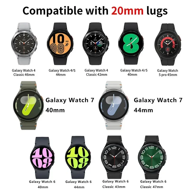 Magnetyczny pasek silikonowy do Samsung Galaxy Watch 7/6/5/4 44mm 40mm Watch6 Classic 43 47 Sports 20mm Pasek do bransoletki Galaxy 5pro 45