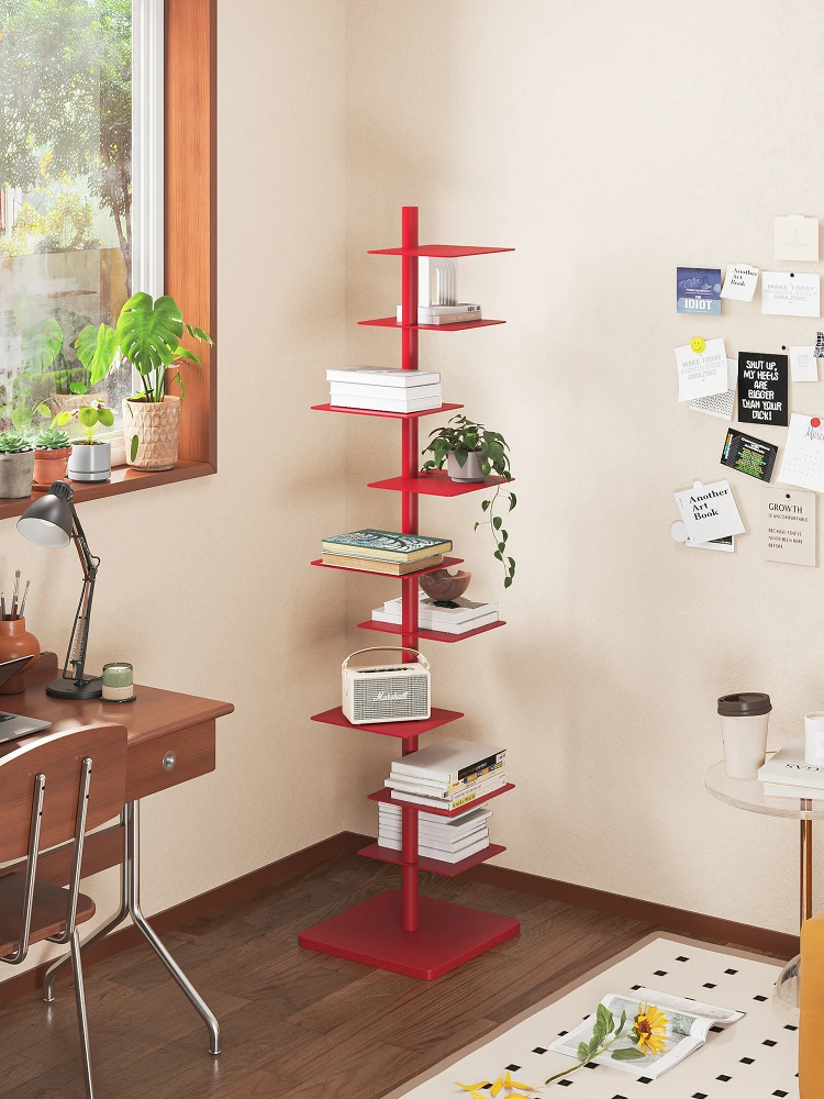 Creative minimalist multi-layer invisible bookshelf rotatable adjustable floor shelf living room bedroom advanced storage rack