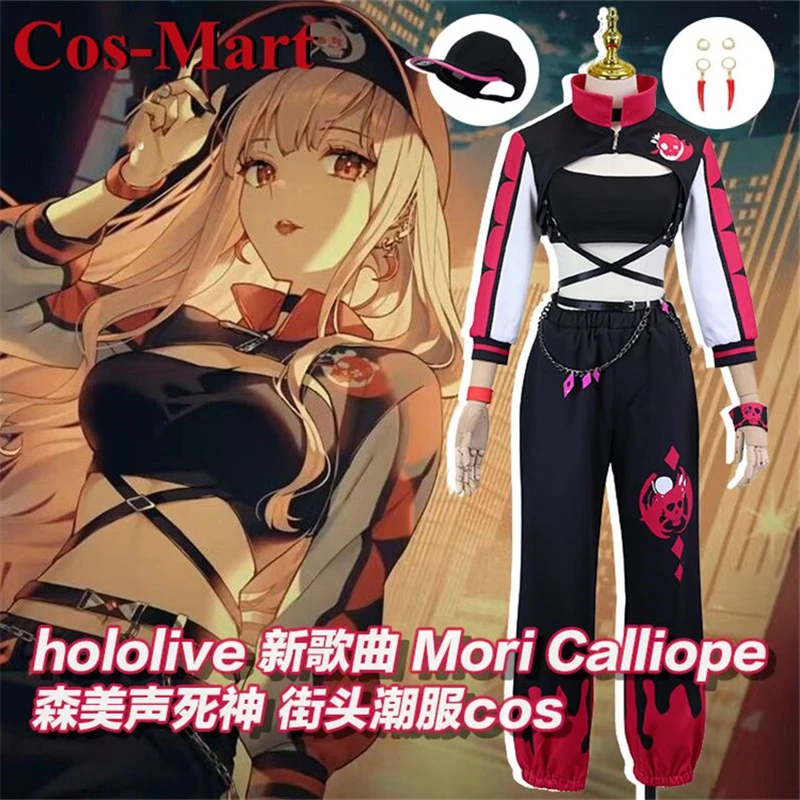 Cos-Mart Hot Anime VTuber Hololive Mori Calliope Cosplay Costume Streets Fashion Uniforms Activity Party Role Play Clothing