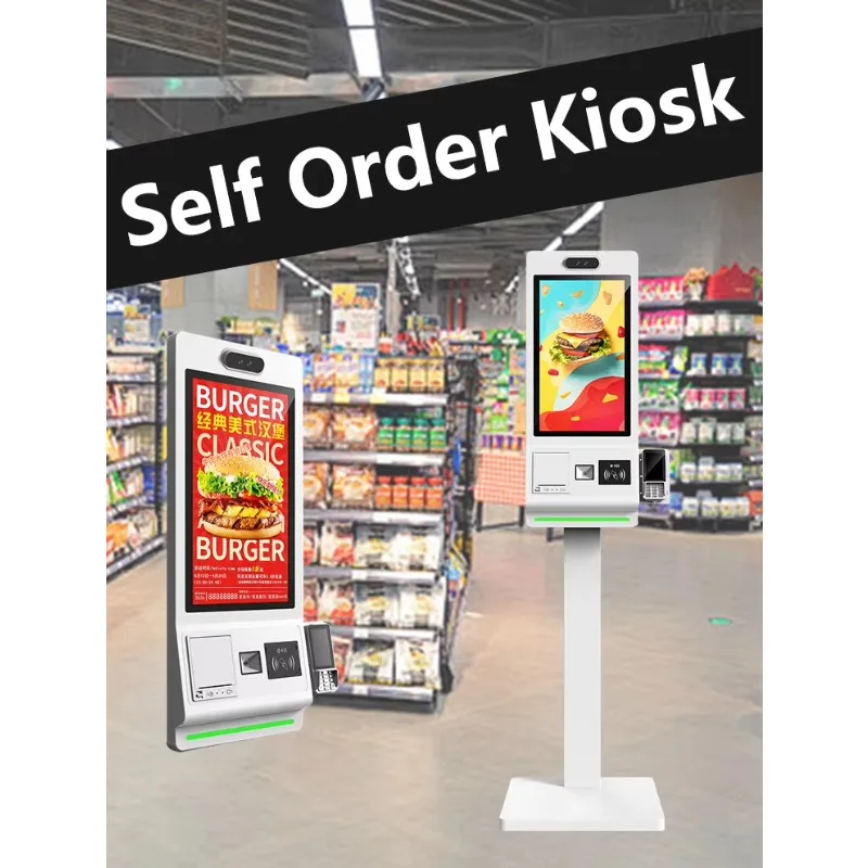 VETO 18.5 21.5 24 27 32 Inch Touchscreen Payment Terminal Kiosk QR Code Scanner 80mm Printer For Retail High Visibility Kiosk