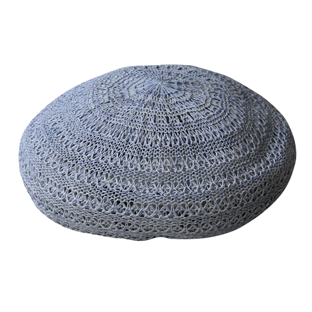 

Straw Beret Hats Woven Beret Khaki Cap Summer Korean Version Vacation Hat Blue Women Berets Child Travel Spring Summer