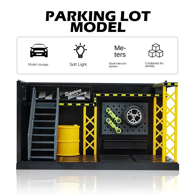 DIY Racing Team Alloy Model Parking Space - With Light and Storage, Perfect for Repair Factories and Toy Motorcycles Decoration