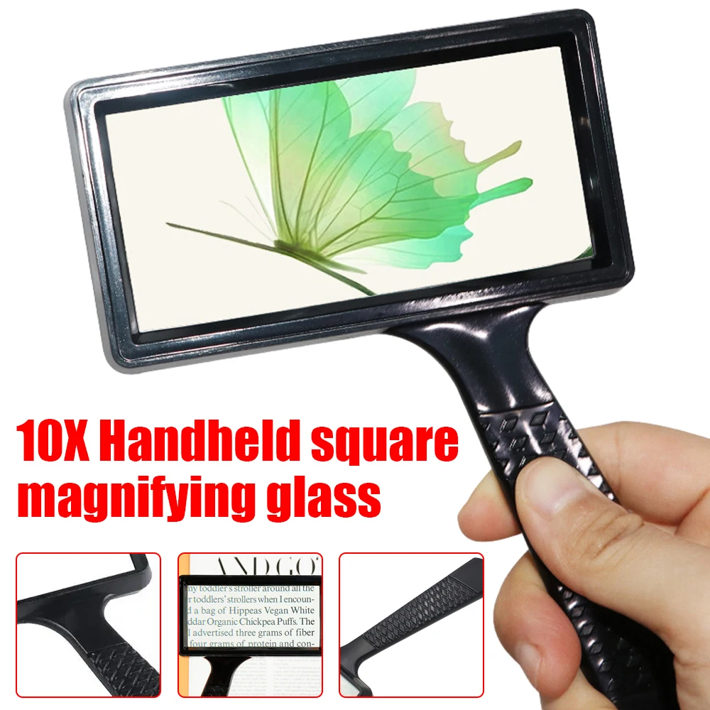 Rectangular Jewelry Identification 84026 Magnifier Handheld Square Reading Magnifier 100x50mm ABS+ Metal Measuring Tool Magnifie