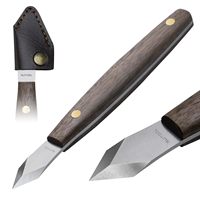 RUITOOL Marking Knife High Carbon Steel Woodworking Scribe 7.6 Inch Double Beveled Blade with Wooden Handle and Leather Sheath