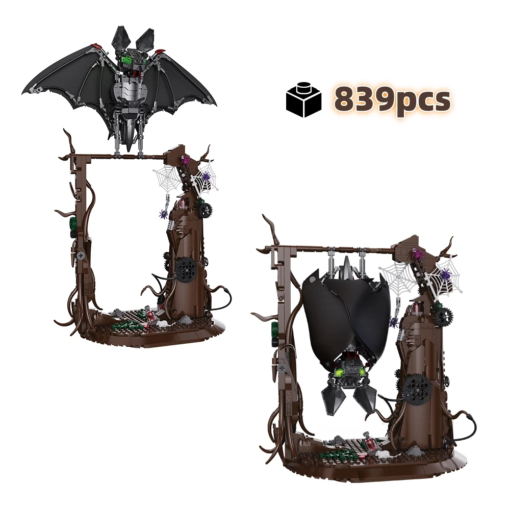 

FUNXINEE механическая бионическая летучая мышь, серия животных, строительные блоки с освещением, модель в сборе, декор для детей, подарки на Рождество и день рождения