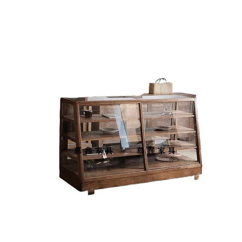 

Буфет со стеклянной раздвижной дверью из массива дерева, витрина для ювелирных изделий с антикварной чашкой, шкаф для кладовой, винтажный буфет для хранения вещей