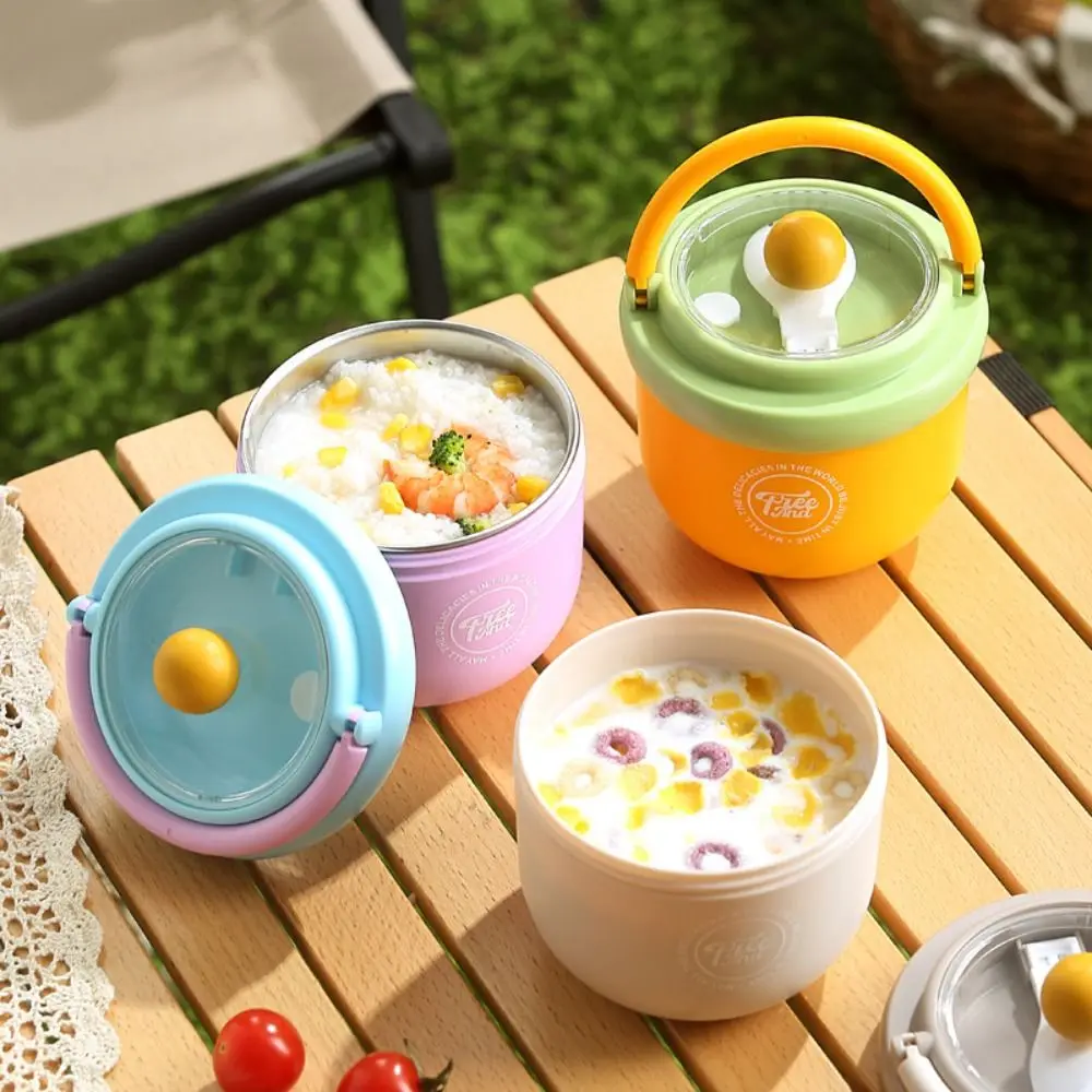 المحمولة بين عشية وضحاها الشوفان الجرار 500/600 مللي مع غطاء ملعقة مختومة وعاء كوب حساء الفولاذ المقاوم للصدأ للإفطار الشوفان الحليب سلطة الفاكهة #2