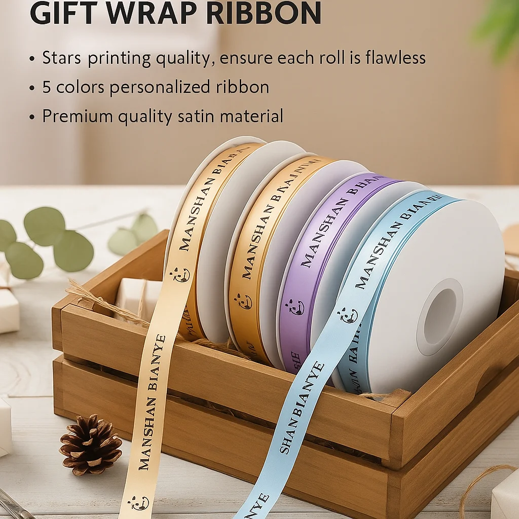 맞춤형 새틴 리본 - 웨딩, 생일 선물 및 공예 장식용 맞춤 인쇄 폴리에스터 원단